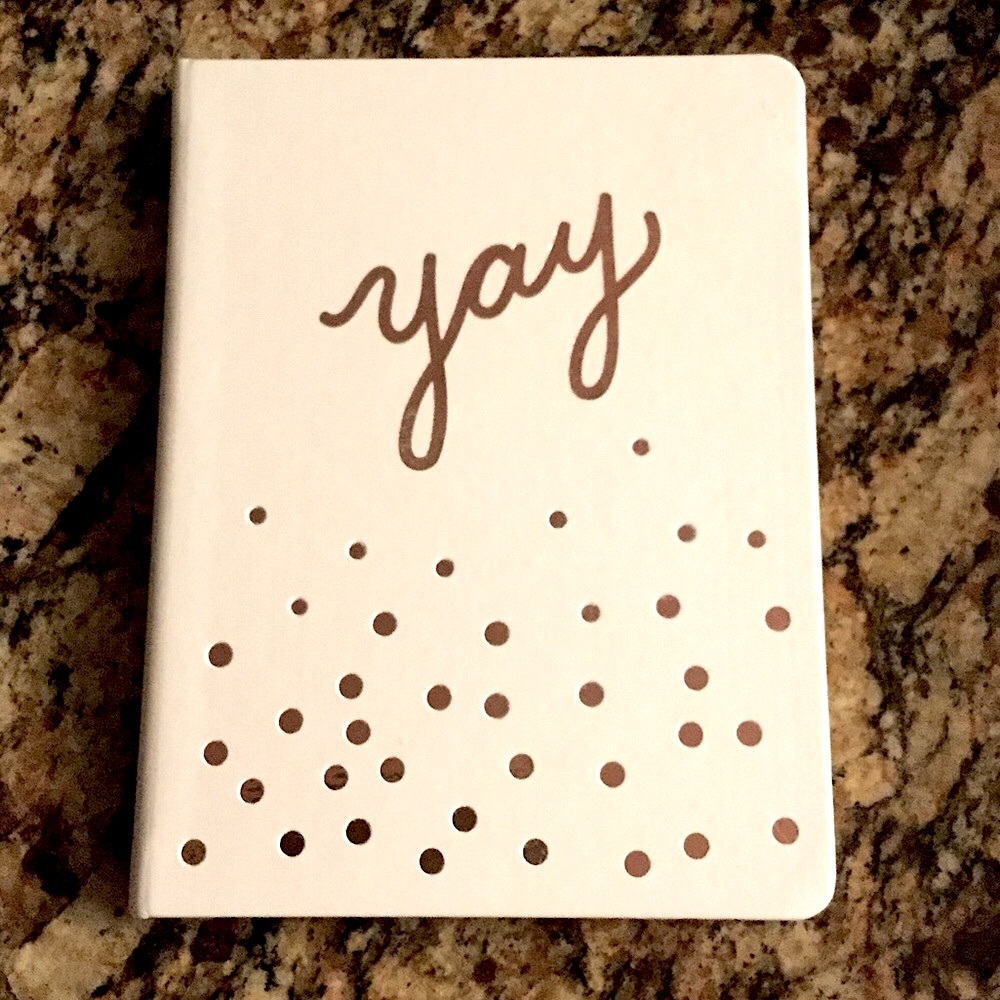 New w/ tags white journal with word "yay" on it.